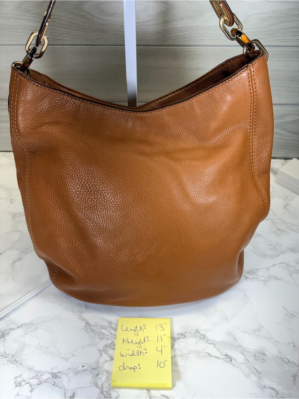 Michael Kors Cognac Pebbled Leather Hobo with Gold Hardware - Picture 8 of 8